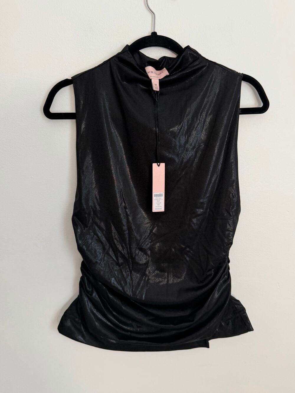 Chico's Black Labeled Gathered Knit faux leather NWT size $120